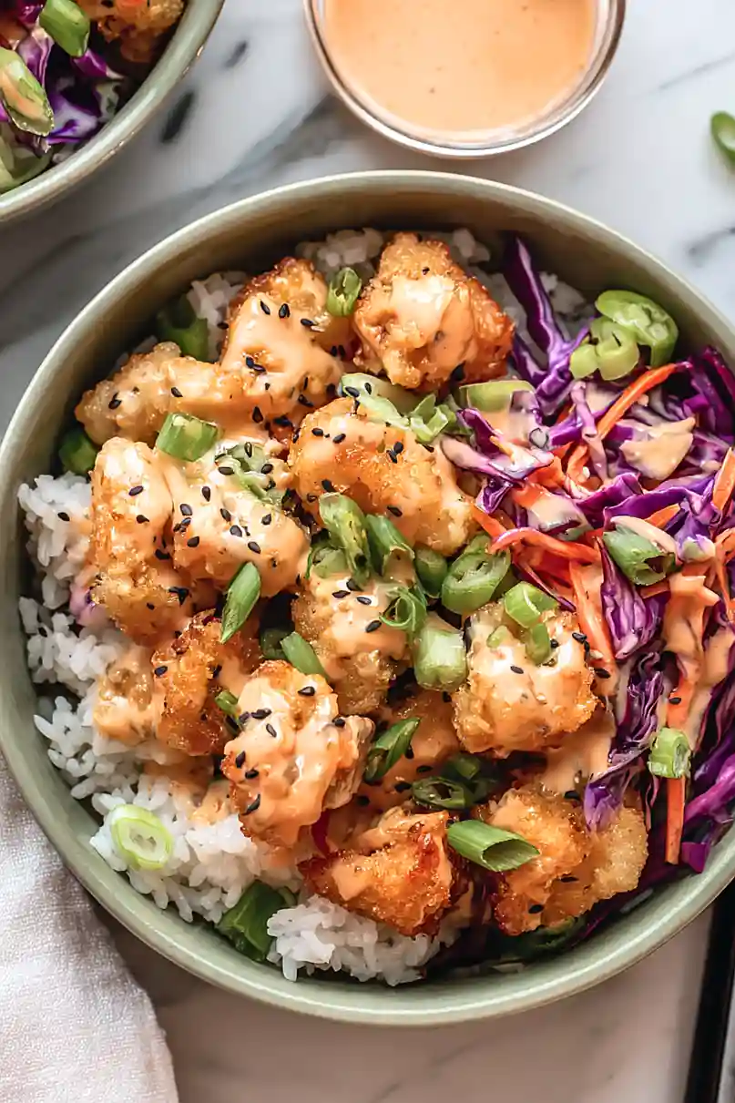 bang bang chicken and rice bowls