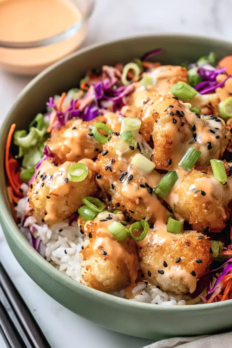 bang bang chicken and rice bowls